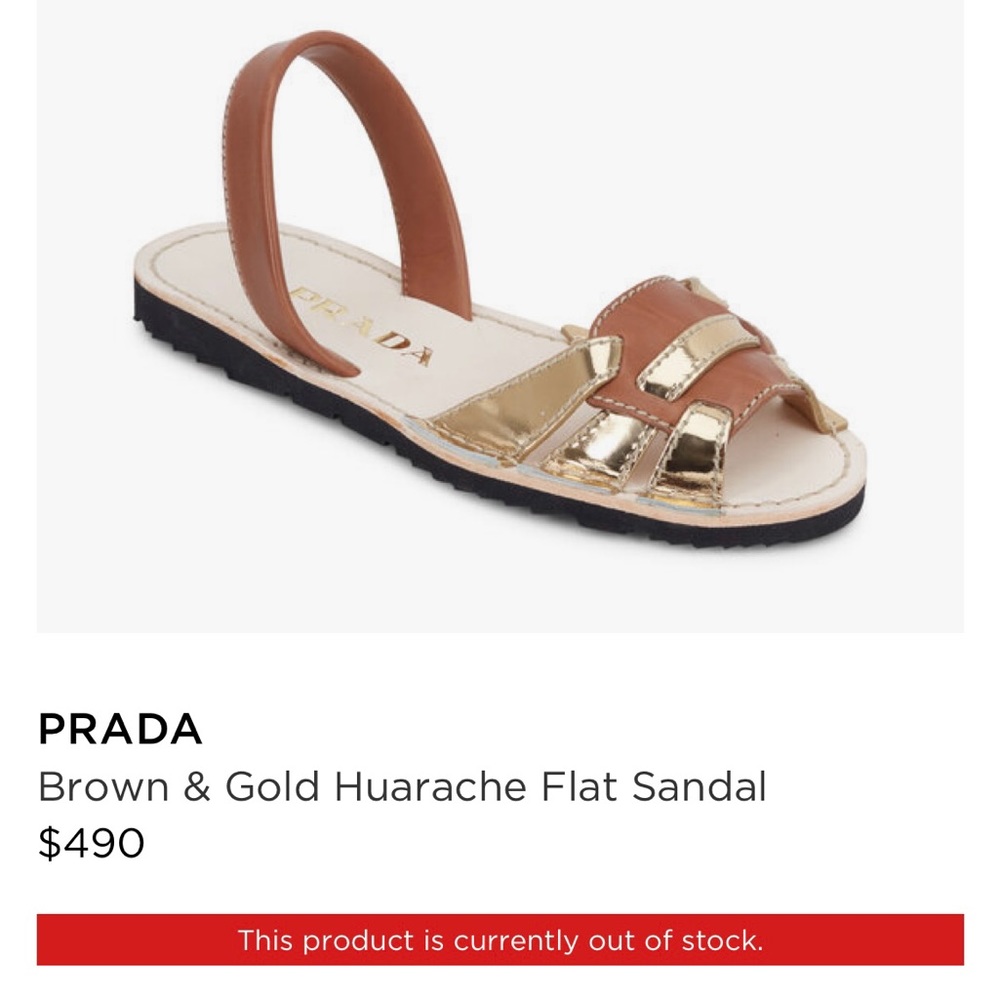 Prada Brown and Gold Huarache Sandals